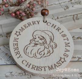 Houten hanger kerstman, Merry Christmas
