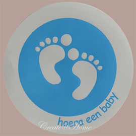 Sticker baby voetjes blauw/wit