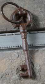 Sleutel gietijzer bruin met ring