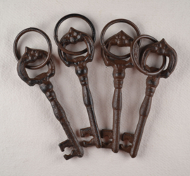 Sleutel gietijzer bruin met ring