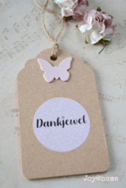 Label MDF sticker Dankjewel & vlindertje