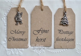 Kerst label met of zonder bedel, in vele kleuren