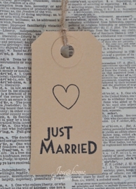 Label Just married met hartje in 10 kleuren