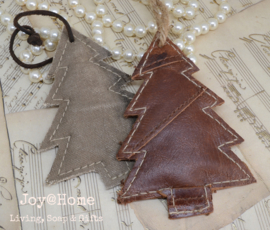 Kerstboom hanger, canvas of leer