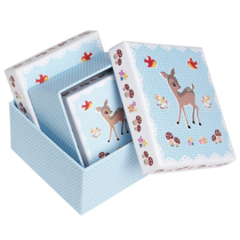 (Dotcomgiftshop) "Woodland" 3 - delige dozenset blauw 'Hertje'