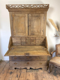 Antique wooden secretary with flap