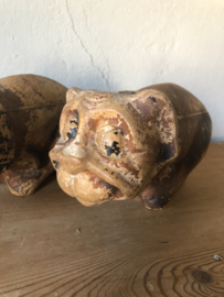 Antique English paper mache bulldog candy container, no. 1