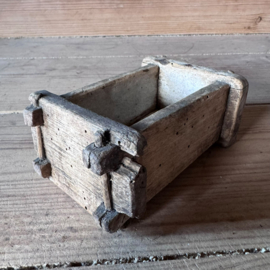 Antique wooden mini cheese mold with hand-carved rosettes