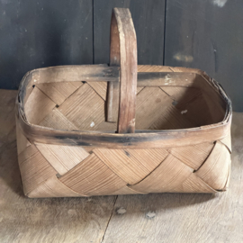 Swedish Antique wood woven Picking Basket