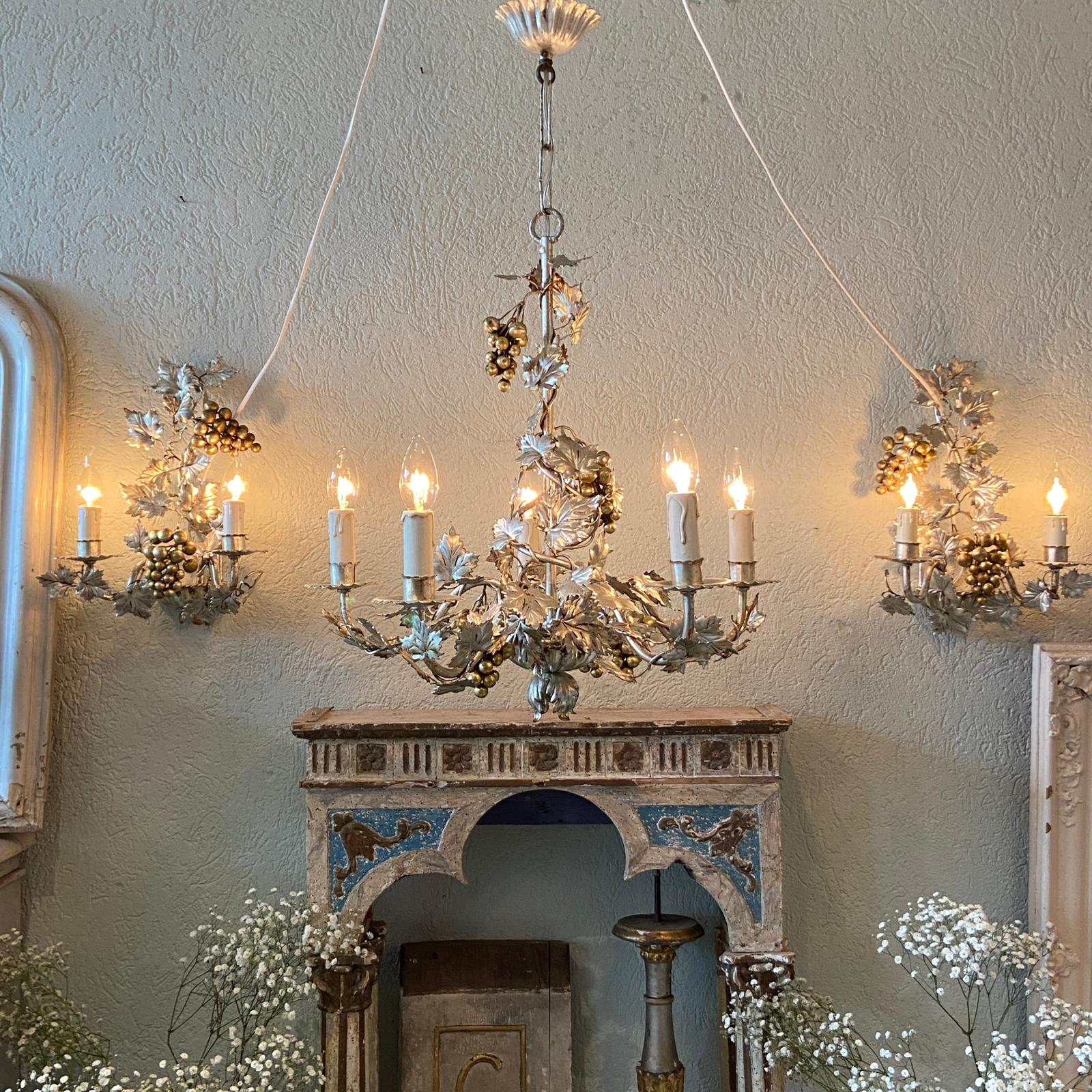 Antique Italian grape chandelier
