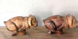 Antique English paper mache bulldog candy container, no. 1