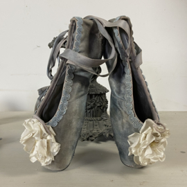 Antique pale blue silk pointe ballet shoes (pair 1)