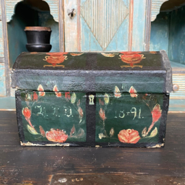 Antique hand-painted papier-mâché box