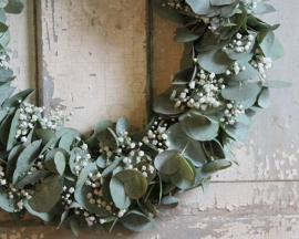 Eucalyptus wreath with Gypsophila