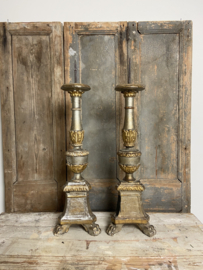 Pair of French wooden candlesticks