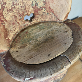 Rare Norwegian antique wooden kubbstol / cupchair - 19th century