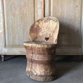 Rare Norwegian antique wooden kubbstol / cupchair - 19th century
