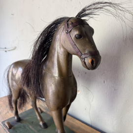 Unique Swedish solid wood horse on wheels
