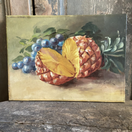 Oil on canvas grapes and pineapple