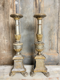 Pair of French wooden candlesticks