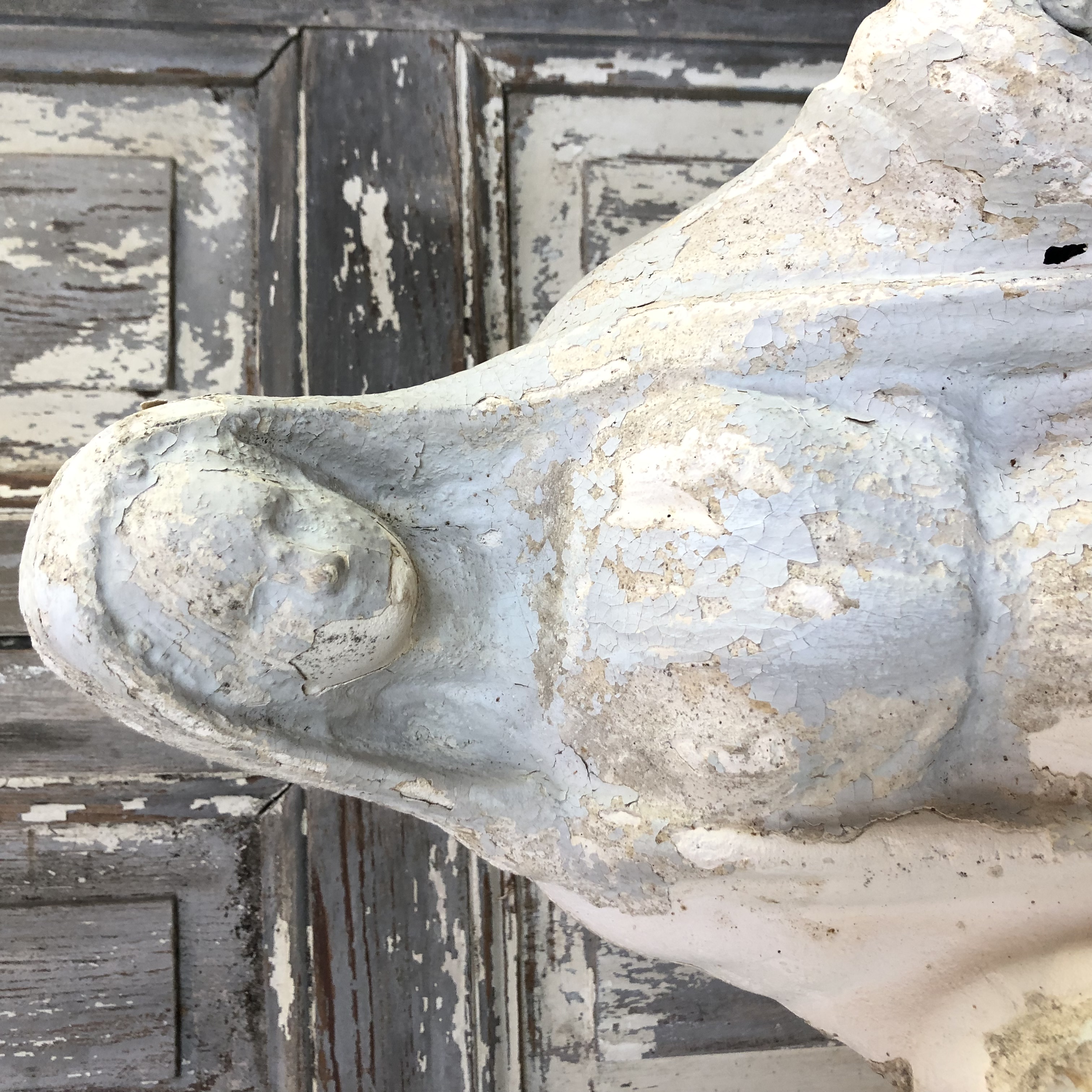 Statue of Mary with blue patina
