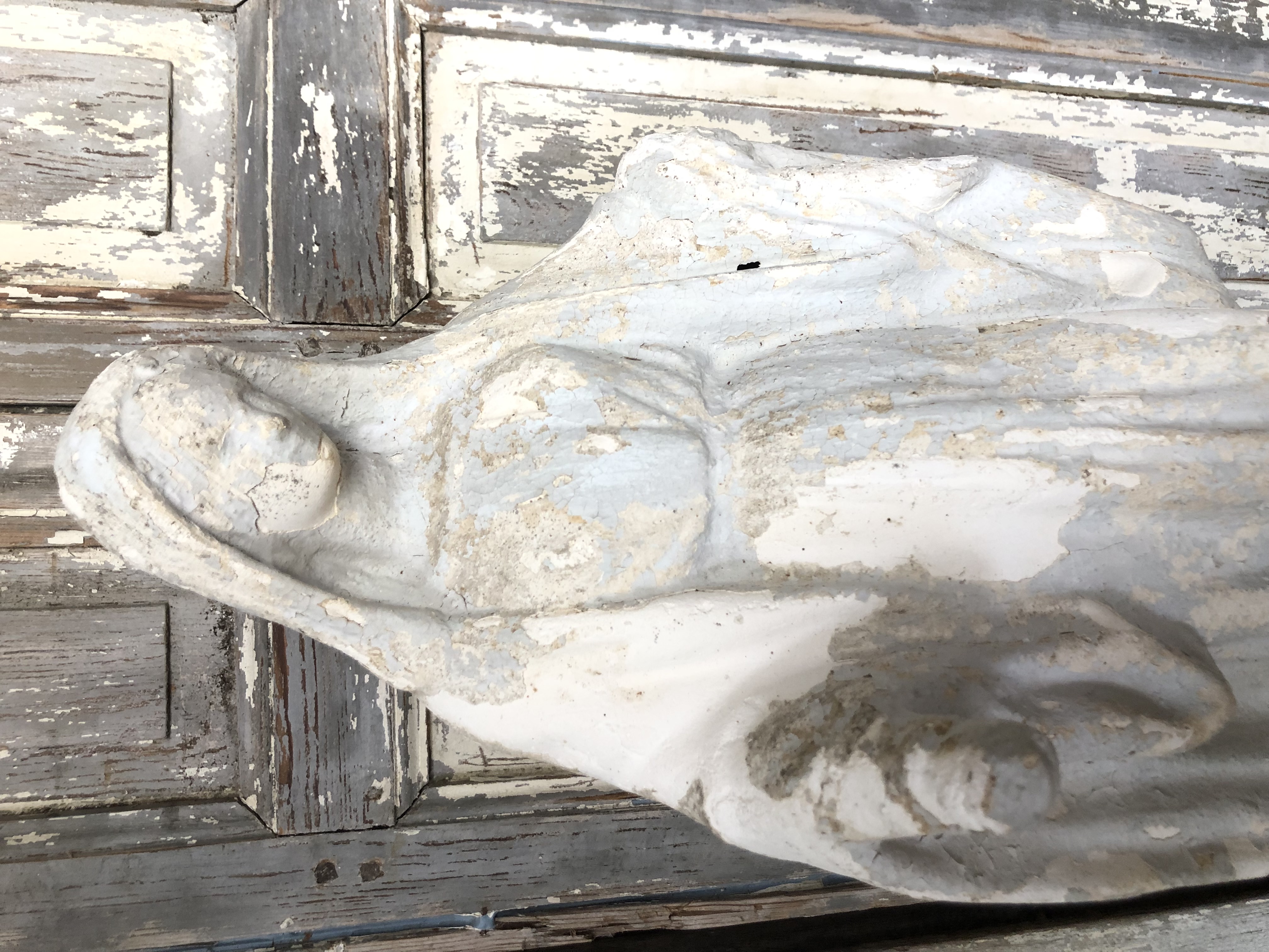 Mariabeeld met blauwe patina