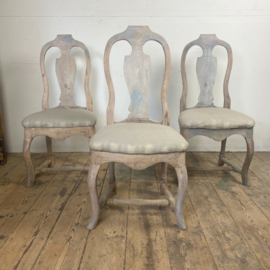 Serie of three Swedish Rococo chairs