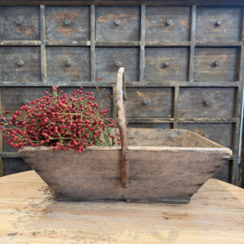 French wooden harvest basket with handle