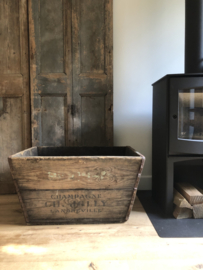 Old French wooden grape crate from Champagne