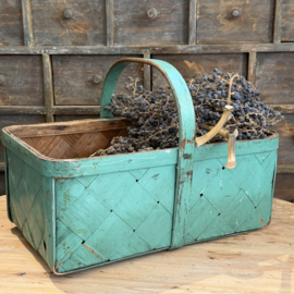 Antique Swedish Woven Picking Basket – Original Green (c. 1900)