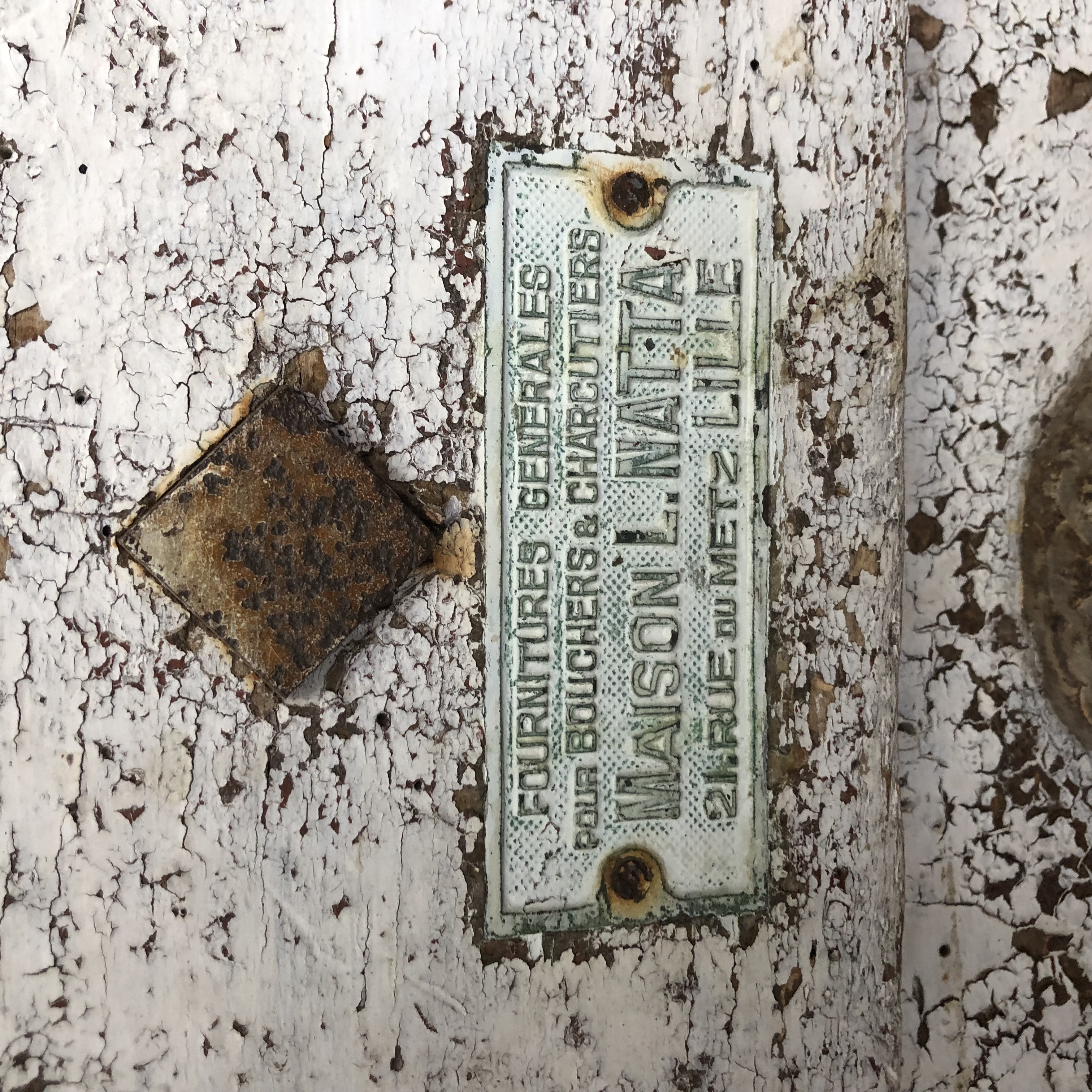 Oud slagers hakblok met lade, 19e eeuw
