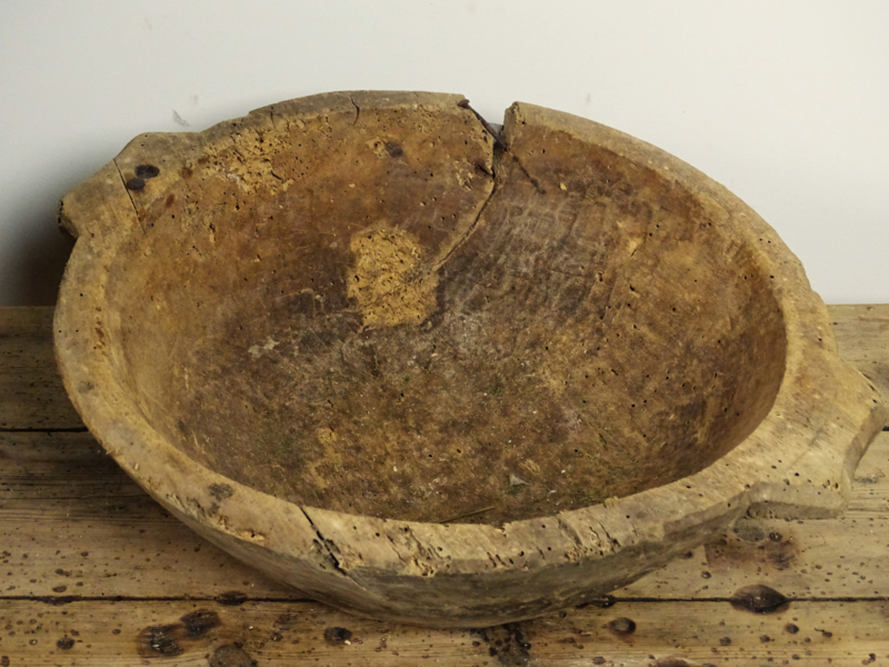 Antique primitive French dough bowl