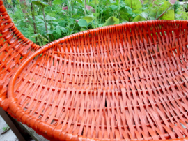 Vintage Gevlochten  Lektuur mand | Orange | Puntgaaf | Jaren 50 | Rotan