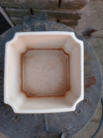 3 Delfts (room-) witte 4 kantenbloempotten | Vintage | 21,17,13 cm