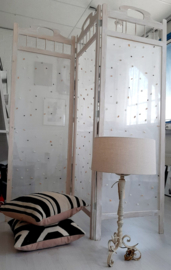 Kamer scherm | Room divider | New White | Hand made | 180 x 173 cm |  Schelpen op organza