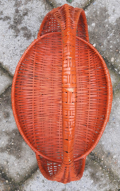Vintage Gevlochten  Lektuur mand | Orange | Puntgaaf | Jaren 50 | Rotan