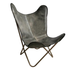 Leather Butterfly Chair Vintage Grey