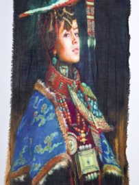 Prachtige 100 % wollen sjaal | Indian Women | 100 x 180 cm