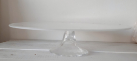 Glazen TAART plateau | transparant glas en WIT