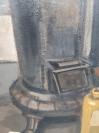 Uniek schilderij | Kachel | 50 x 73 cm | Olieverf op plaat