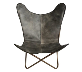 Leather Butterfly Chair Vintage Grey