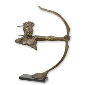 Bronzen beeld van een Mohawk Krijger met Boog  | 85 cm hoog
