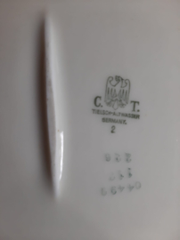 Soepterrine - Dekschaal | Ecru aadewerk met Zilveren details | Vintage