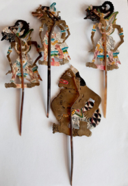 Schaduw Silhouet popjes | Set | Antiek  | 4 stuks | Bali | Collectors item