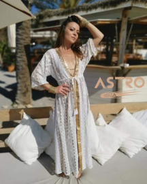 De Mode trend van nu, lange Boho kimono s | Ecru kant met Goud | Enkel stuk