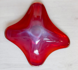 Vintage Murano Glazen Schaal | Mond geblazen | Rood