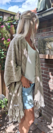 Poncho geweven | Kleine oplage | Brigitte By Cick | Model Wanda | Beige/ecru