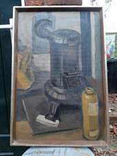 Uniek schilderij | Kachel | 50 x 73 cm | Olieverf op plaat
