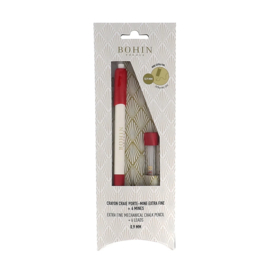 Bohin Extra Fine Mechanical Chalk pencil met 6 witte navullingen
