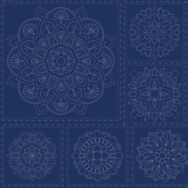 DV4061 Sashiko Mandala Panel Navy